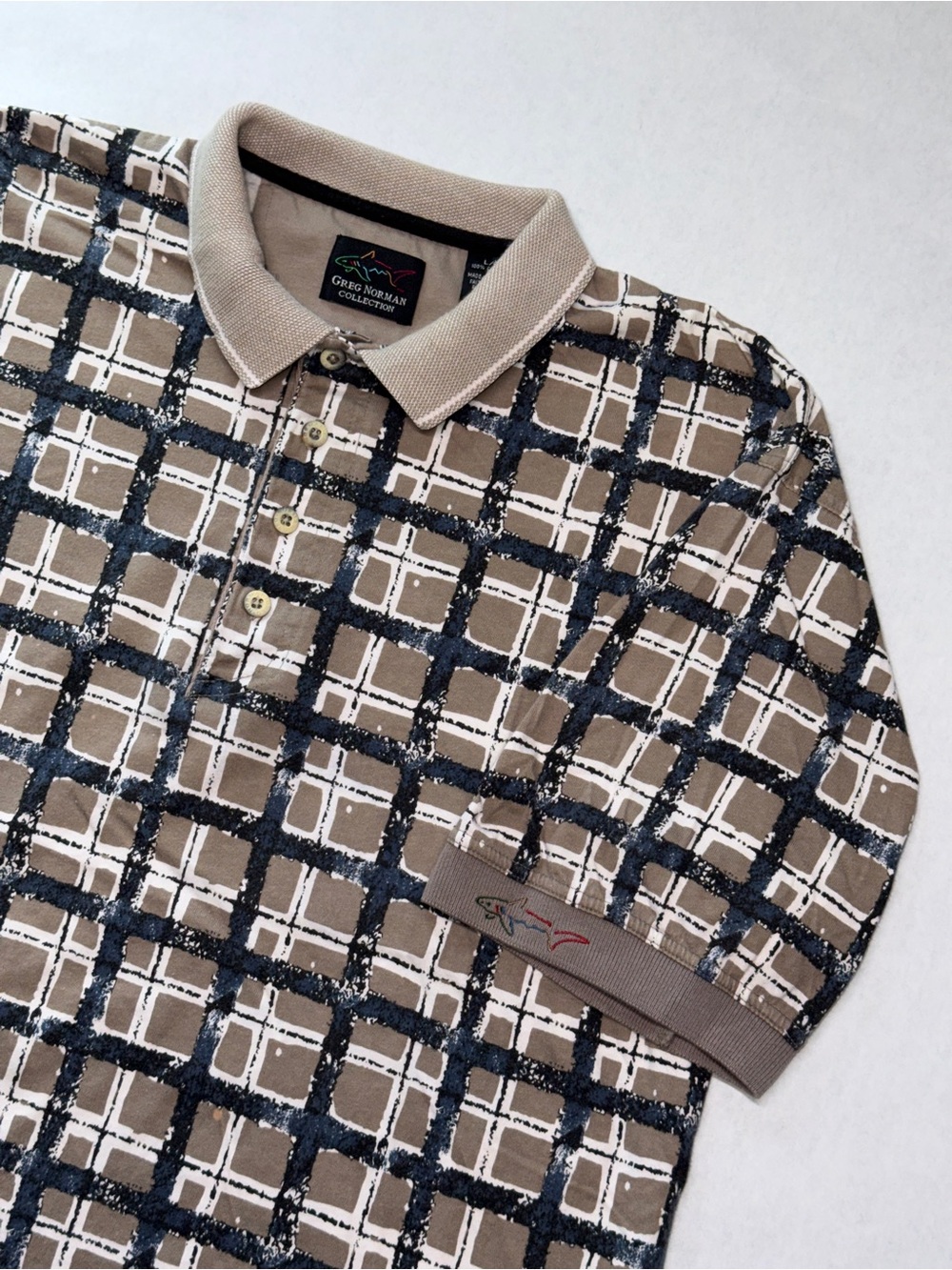 Vintage 90s Greg Norman Golf Shirt Abstract Mens Size Large Vintage Golf